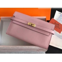 Well Crafted Hermes Kelly Wallet in Swift Leather H422012 Pink