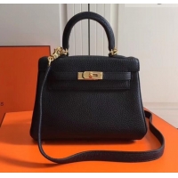 Trendy Design Hermes mini kelly 20 bag Black in clemence leather with golden hardware H422021 Black
