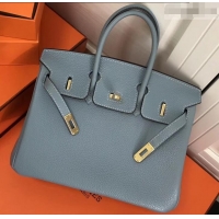 Best Quality Hermes Birkin 25cm Bag Baby Blue in Togo Leather With Gold Hardware 423012