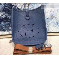 Sophisticated Hermes Evelyne Mini Bag in Original Togo Leather 423020 Dark Blue/Brown