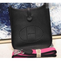 Unique Style Hermes Evelyne Mini Bag in Original Togo Leather 423020 Black