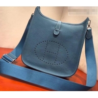 Sumptuous Hermes Evelyne III GM Bag in Original Togo Leather 423028 Denim Blue