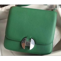 AAAAA Hermes 2002 - 26 Bag Bamboo Green In Evercolor Calfskin With Adjustable Strap H42620