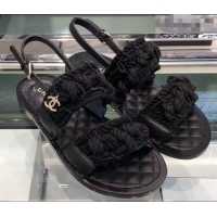 Low Cost Chanel Cord Sandals G34155 Black 2019