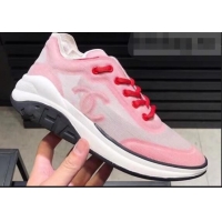 Popular Style Chanel Mesh and Fabric Sneakers G34763 Pink 2019