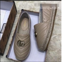 Generous Gucci Leather Espadrilles With Double G 551890 Nude 2019