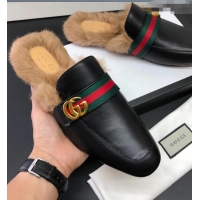 Reproduction Gucci men's Princetown leather slipper with double g 469950