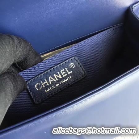 Original Boy Chanel Flap Shoulder Bag Sheepskin Leather A67085 Blue Silver