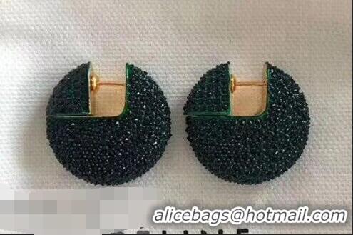 Imitation Celine Round Crystal Earrings Emerald C02028 Green