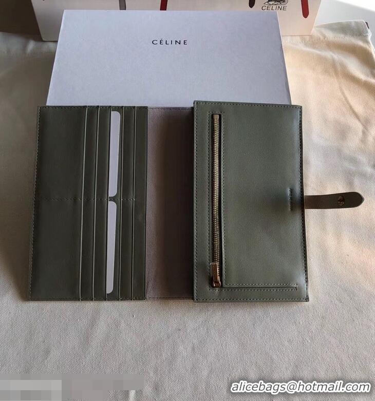 Discount Celine Bicolour Large Strap Multifunction Wallet 952101 Creamy/Army Green
