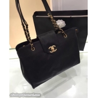 Best Product Chanel Grained Calfskin Shopping Bag 42702 Black