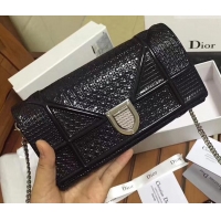Purchase Dior Diorama Wallet on Chain Clutch in Metallic Leather 500620 Black