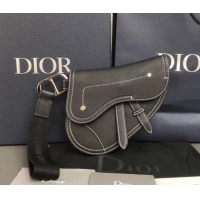 Fashion Dior Grained Calfskin Saddle Pouch Clutch Bag CD510014 Black 2019