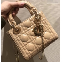 Trendy Design Lady Dior Mini Bag in Cannage with Chain 510042 Pearl Gold