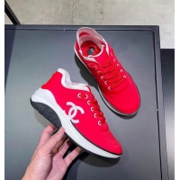 Classic Practical CHANEL FABRIC SNEAKERS G34763 RED/WHITE 2019