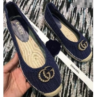 Super Quality Gucci Crochet Espadrille With Pearls Double G 524974 Blue