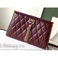 Good Quality Givenchy Quilted Logo Chain Clutch Bag 501523 Burgundy