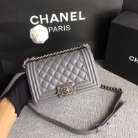 Luxurious Boy Chanel Flap Shoulder Bag Sheepskin Leather A67085 Grey Silver