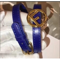 Discount Fendi F Is Fendi Double-wrap Bracelet F934101 Blue with Adjustable Buckle