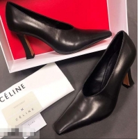 Hot Sell Celine Heel 9.5cm Leather Square-Toe Pumps C22512 Black 2019