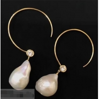 Wholesale Celine Baroque Hoops Earrings in Cultured Pearl C63006 Gold