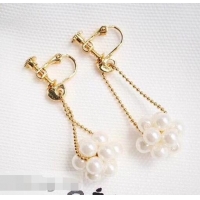 High Quality Celine Pearls Pendant Clip-on Earrings C02024 White/Gold