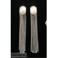 Top Quality Celine Crystal Tassel Clip-on Earrings Crystal/Silver C02026