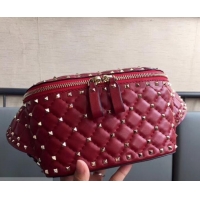 Pretty Style Valentino Rockstud Spike Belt Bag 0046L Red
