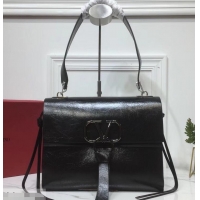 Best Product Valentino Medium VRing Shoulder Bag 720045 Crinkled Black
