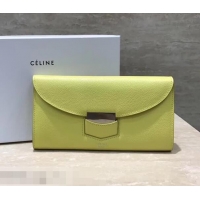 Grade Design Celine Trotteur Large Flap Multifunction Wallet in Grained Calfskin 107853 Yellow