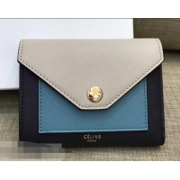 Famous Brand Celine Pocket Medium Flap Wallet 103783 Light Grey/Blue