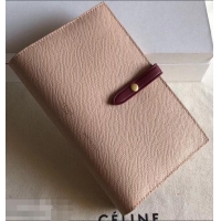 Top Design Celine Bicolour Large Strap Multifunction Wallet 952101 Beige/Burgundy