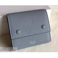 Classic Celine Grained Leather Small Flap Folded Multifunction Wallet 952157 Light Gray