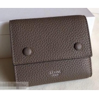 Best Price Celine Grained Leather Small Flap Folded Multifunction Wallet 952157 Etoupe