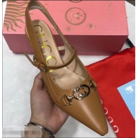 Wholesale Gucci Heel 5.5cm Zumi Leather Pumps 583300 Brown 2019