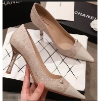 High Quality Chanel Quilted Heel Pumps C95720 Creamy 2019