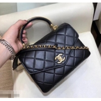Top Quality Chanel Quilted Calfskin Small Flap Bag with Top Handle AS0625 Black 2019 
