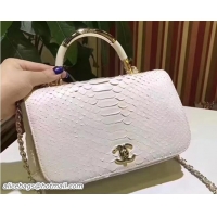 Luxury Chanel Python Carry Chic Top Handle Flap Shoulder Bag A93752 White