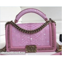 Unique Style Chanel Python Chain Top Handle Boy Flap Bag 90203 03