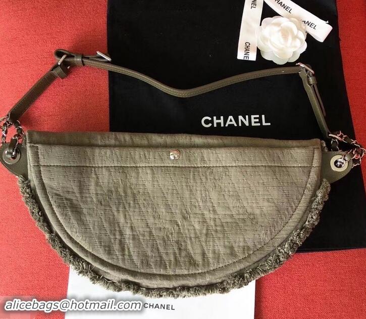 Best Luxury Chanel Mixed Fibers Large Waist Bag AS0315 Army Green 2019
