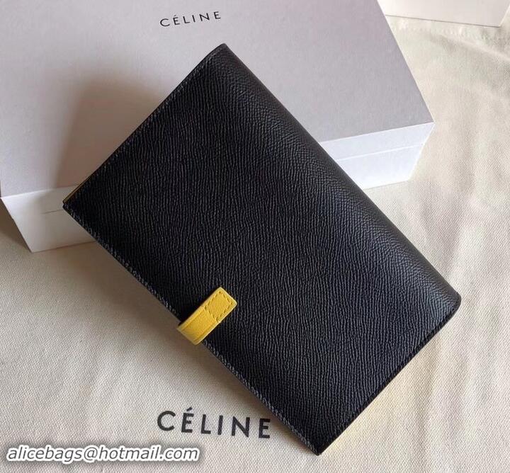 New Fashion Celine Bicolour Large Strap Multifunction Wallet 608011 Black/Yellow