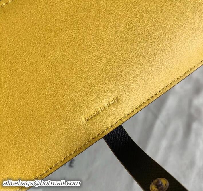 New Fashion Celine Bicolour Large Strap Multifunction Wallet 608011 Black/Yellow