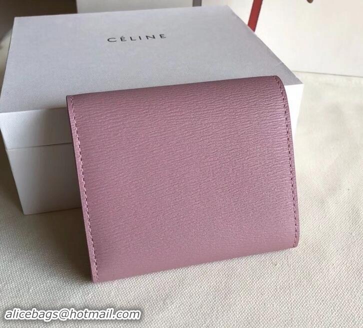 New Fashion Celine Epi Small Flap Folded Multifunction Wallet 600913 Light Pink
