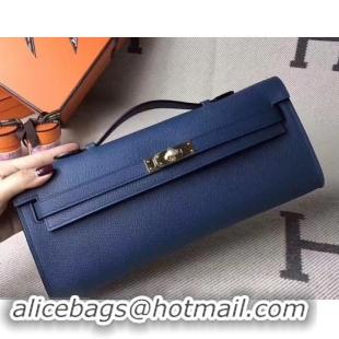 Unique Style Hermes Kelly Cut Handmade Epsom Leather Clutch With Gold/Silver Hardware 600922 Navy Blue