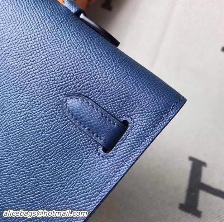 Unique Style Hermes Kelly Cut Handmade Epsom Leather Clutch With Gold/Silver Hardware 600922 Navy Blue