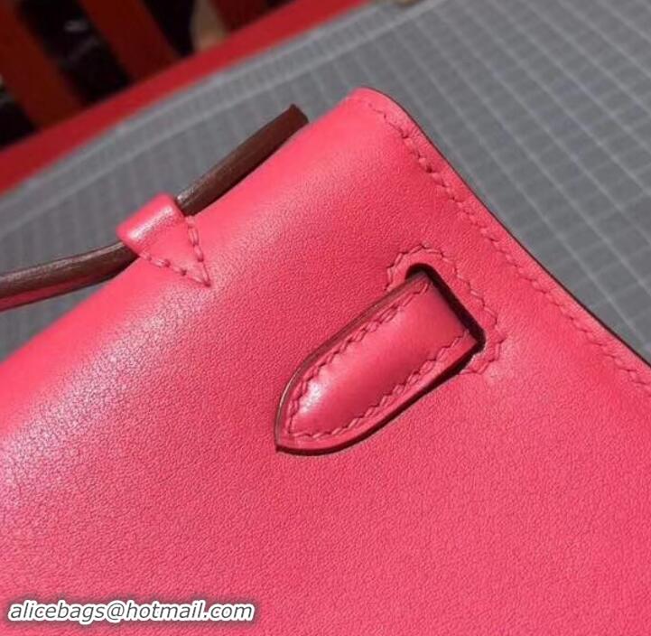 Low Cost Hermes Kelly 22 Clutch Bag In Original Swift Leather 601011 Fuchsia