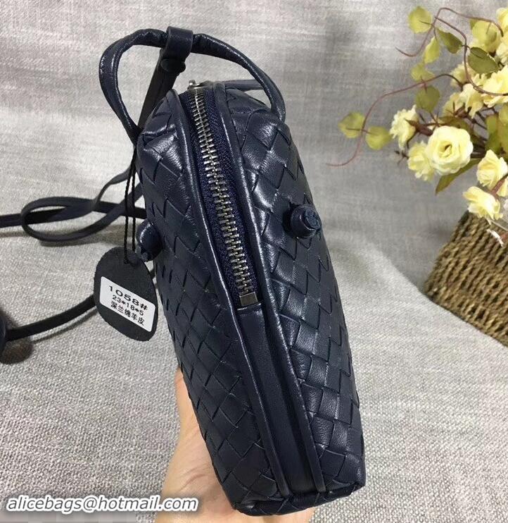 Low Price Bottega Veneta Intrecciato Nappa Leather Nodini Cross-body Bag 612011 Navy Blue 2019