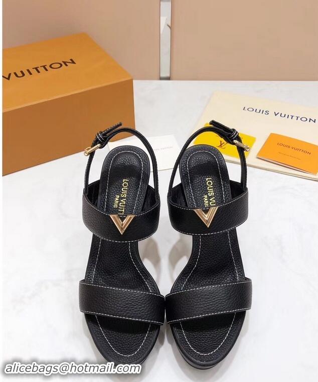Low Price Louis Vuitton Heel 10.5cm Platform 2cm New Wave Sandals LV91901 Black 2019