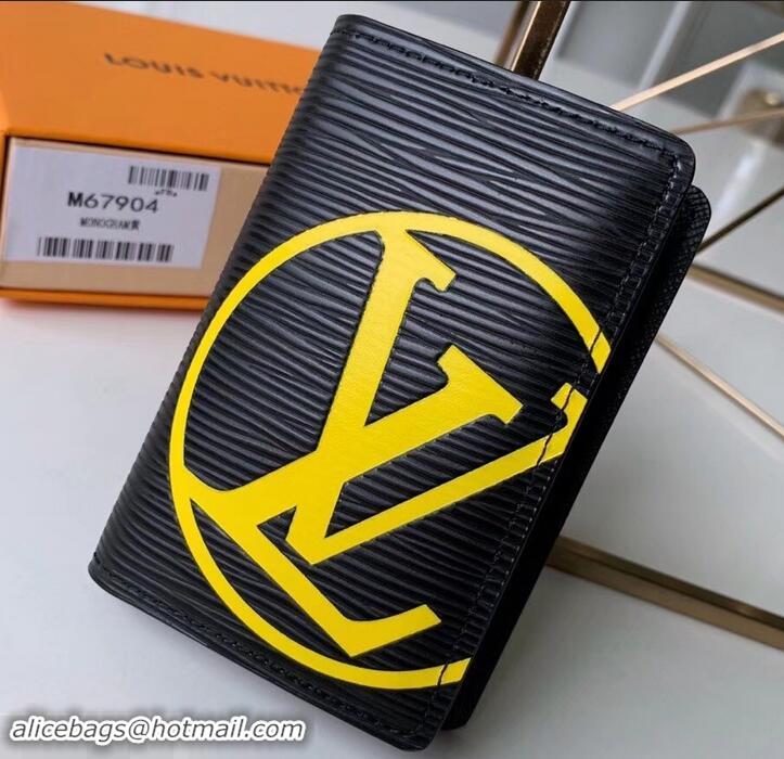 Modern Louis Vuitton Epi Leather Bright-colored LV Pocket Organizer Wallet M67904 Black 2019  