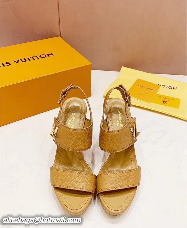 Good Taste Louis Vuitton Heel 10.5cm Platform 2cm Horizon Sandals LV94902 Apricot 2019